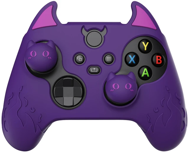 Main image of PlayVital Halloween Cute Demon Silicone Cover for Xbox Series X/S Controller, Kawaii Anti-Slip Controller Skin Grip Protector for Xbox Core Wireless Controller with Thumb Grip Caps - Purple