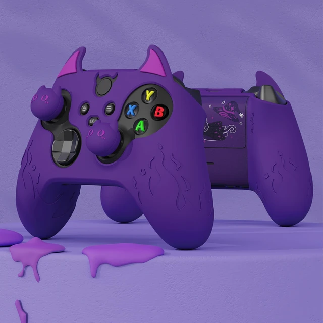 Alt view image 3 of 7 - PlayVital Halloween Cute Demon Silicone Cover for Xbox Series X/S Controller, Kawaii Anti-Slip Controller Skin Grip Protector for Xbox Core Wireless Controller with Thumb Grip Caps - Purple