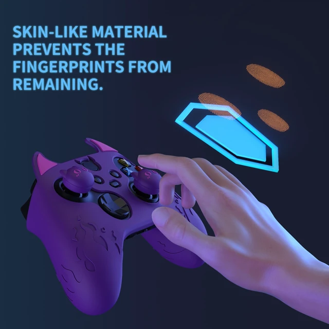 Alt view image 4 of 7 - PlayVital Halloween Cute Demon Silicone Cover for Xbox Series X/S Controller, Kawaii Anti-Slip Controller Skin Grip Protector for Xbox Core Wireless Controller with Thumb Grip Caps - Purple
