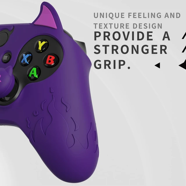 Alt view image 5 of 7 - PlayVital Halloween Cute Demon Silicone Cover for Xbox Series X/S Controller, Kawaii Anti-Slip Controller Skin Grip Protector for Xbox Core Wireless Controller with Thumb Grip Caps - Purple