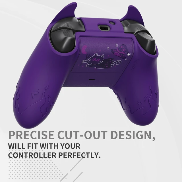 Alt view image 6 of 7 - PlayVital Halloween Cute Demon Silicone Cover for Xbox Series X/S Controller, Kawaii Anti-Slip Controller Skin Grip Protector for Xbox Core Wireless Controller with Thumb Grip Caps - Purple