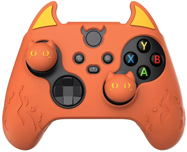 Main image of PlayVital Halloween Cute Demon Silicone Cover for Xbox Series X/S Controller, Kawaii Anti-Slip Controller Skin Grip Protector for Xbox Core Wireless Controller with Thumb Grip Caps - Burnt Orange