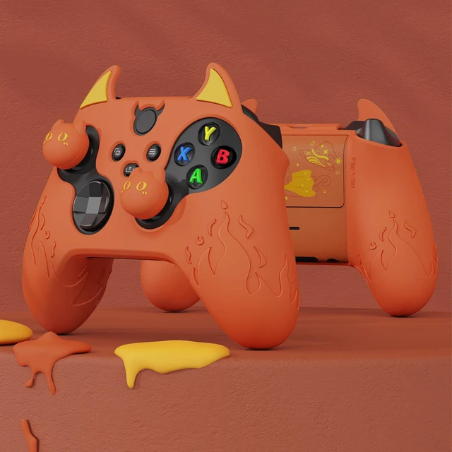 Alt view image 3 of 7 - PlayVital Halloween Cute Demon Silicone Cover for Xbox Series X/S Controller, Kawaii Anti-Slip Controller Skin Grip Protector for Xbox Core Wireless Controller with Thumb Grip Caps - Burnt Orange