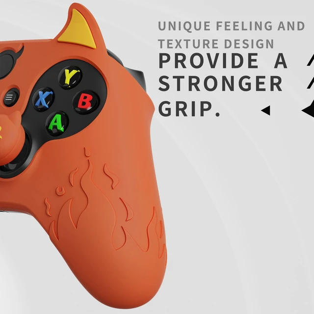 Alt view image 5 of 7 - PlayVital Halloween Cute Demon Silicone Cover for Xbox Series X/S Controller, Kawaii Anti-Slip Controller Skin Grip Protector for Xbox Core Wireless Controller with Thumb Grip Caps - Burnt Orange