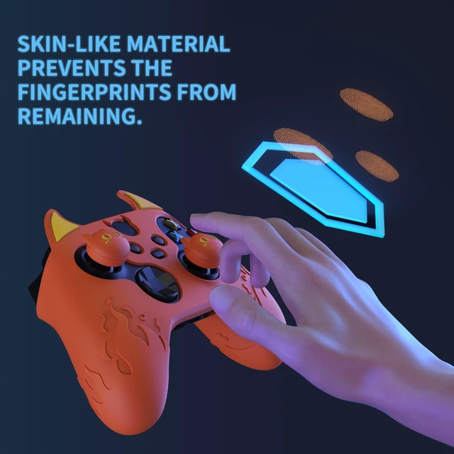 Alt view image 4 of 7 - PlayVital Halloween Cute Demon Silicone Cover for Xbox Series X/S Controller, Kawaii Anti-Slip Controller Skin Grip Protector for Xbox Core Wireless Controller with Thumb Grip Caps - Burnt Orange