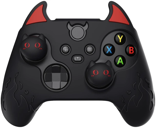 Main image of PlayVital Halloween Cute Demon Silicone Cover for Xbox Series X/S Controller, Kawaii Anti-Slip Controller Skin Grip Protector for Xbox Core Wireless Controller with Thumb Grip Caps - Black