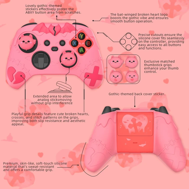 Alt view image 2 of 7 - PlayVital Gothic Imp Series Cute Silicone Skin for Xbox Series X & S Controller, Anti-Slip Grip Silicone Cover, Protective Silicone Case for Xbox Core Controller with Thumb Grips, Black