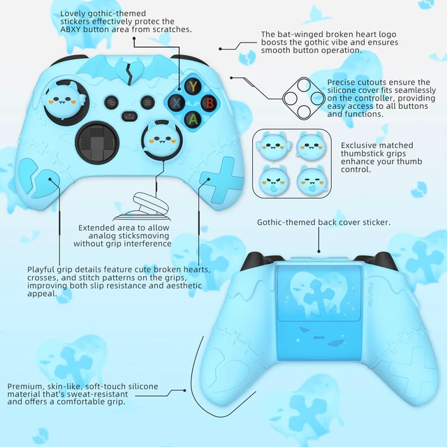 Alt view image 2 of 7 - PlayVital Gothic Imp Series Cute Silicone Skin for Xbox Series X & S Controller, Anti-Slip Grip Silicone Cover, Protective Silicone Case for Xbox Core Controller with Thumb Grips, Black