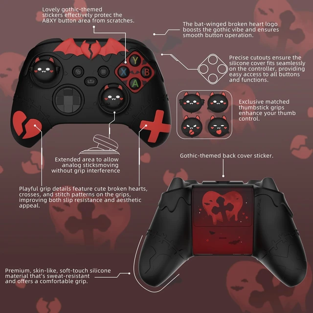Alt view image 2 of 7 - PlayVital Gothic Imp Series Cute Silicone Skin for Xbox Series X & S Controller, Anti-Slip Grip Silicone Cover, Protective Silicone Case for Xbox Core Controller with Thumb Grips, Black