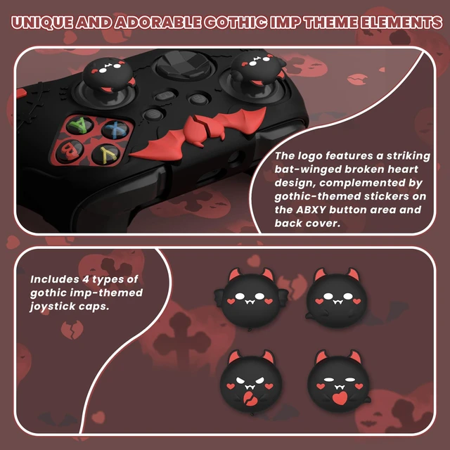 Alt view image 3 of 7 - PlayVital Gothic Imp Series Cute Silicone Skin for Xbox Series X & S Controller, Anti-Slip Grip Silicone Cover, Protective Silicone Case for Xbox Core Controller with Thumb Grips, Black