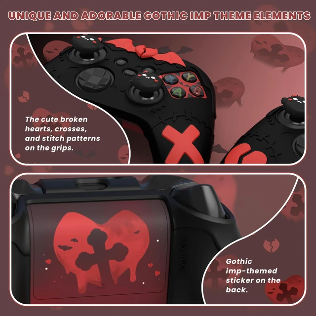 Alt view image 6 of 7 - PlayVital Gothic Imp Series Cute Silicone Skin for Xbox Series X & S Controller, Anti-Slip Grip Silicone Cover, Protective Silicone Case for Xbox Core Controller with Thumb Grips, Black