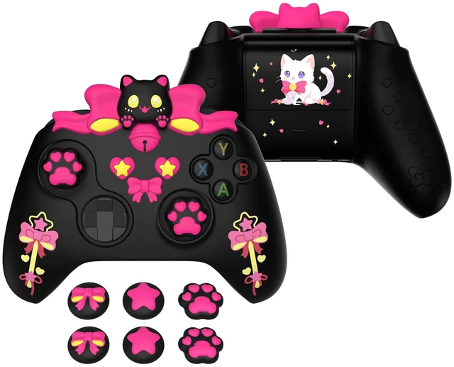 Main image of PlayVital Cute Silicone Controller Skin for Xbox Series X/S - Sweetheart Kitty Anti-Slip Grip Cover with 6 Thumb Grips & Stickers - Soft Rubber Protector for Xbox Core Controller Accessories, Pink