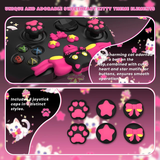 Alt view image 4 of 7 - PlayVital Cute Silicone Controller Skin for Xbox Series X/S - Sweetheart Kitty Anti-Slip Grip Cover with 6 Thumb Grips & Stickers - Soft Rubber Protector for Xbox Core Controller Accessories, Pink