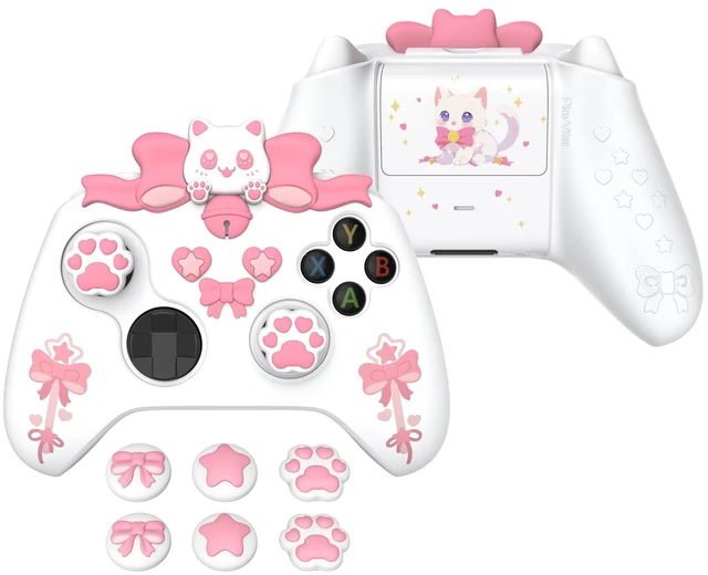 Main image of PlayVital Cute Silicone Controller Skin for Xbox Series X/S - Sweetheart Kitty Anti-Slip Grip Cover with 6 Thumb Grips & Stickers - Soft Rubber Protector for Xbox Core Controller Accessories, Pink