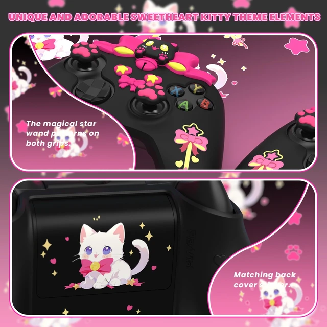Alt view image 7 of 7 - PlayVital Cute Silicone Controller Skin for Xbox Series X/S - Sweetheart Kitty Anti-Slip Grip Cover with 6 Thumb Grips & Stickers - Soft Rubber Protector for Xbox Core Controller Accessories, Pink