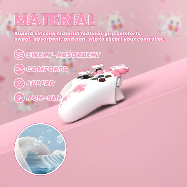 Alt view image 5 of 7 - PlayVital Cute Silicone Controller Skin for Xbox Series X/S - Sweetheart Kitty Anti-Slip Grip Cover with 6 Thumb Grips & Stickers - Soft Rubber Protector for Xbox Core Controller Accessories, Pink