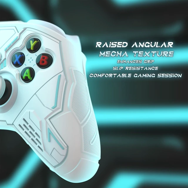 Alt view image 4 of 7 - playvital Stellar Mecha Silicone Cover Skin for Xbox Series X/S Controller, Anti-slip Grip Protector with Thumb Grips & Sticker for Xbox Core Wireless Controller - White & Frost Gray