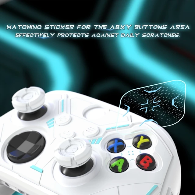 Alt view image 7 of 7 - playvital Stellar Mecha Silicone Cover Skin for Xbox Series X/S Controller, Anti-slip Grip Protector with Thumb Grips & Sticker for Xbox Core Wireless Controller - White & Frost Gray