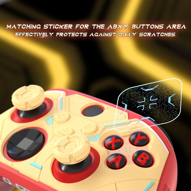 Alt view image 7 of 7 - playvital Stellar Mecha Silicone Cover Skin for Xbox Series X/S Controller, Anti-slip Grip Protector with Thumb Grips & Sticker for Xbox Core Wireless Controller - Crimson Red & Iron Yellow