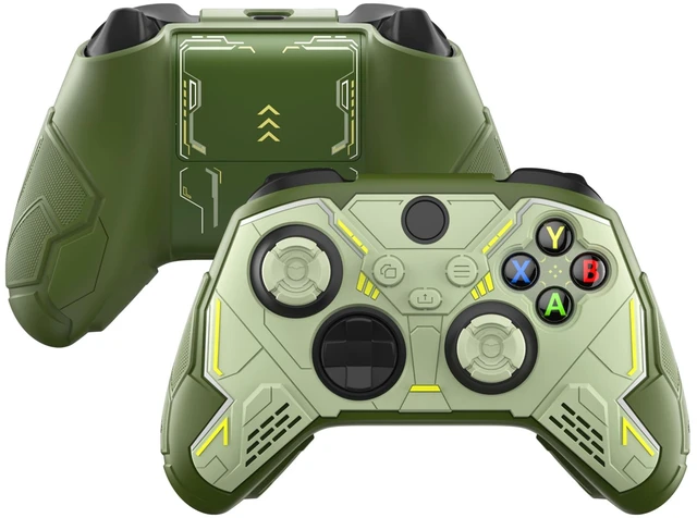 Main image of playvital Stellar Mecha Silicone Cover Skin for Xbox Series X/S Controller, Anti-slip Grip Protector with Thumb Grips & Sticker for Xbox Core Wireless Controller - Army Green & Sage Green