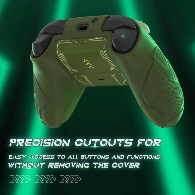 Alt view image 5 of 7 - playvital Stellar Mecha Silicone Cover Skin for Xbox Series X/S Controller, Anti-slip Grip Protector with Thumb Grips & Sticker for Xbox Core Wireless Controller - Army Green & Sage Green