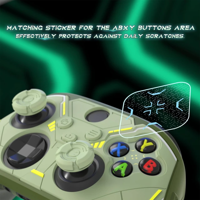 Alt view image 7 of 7 - playvital Stellar Mecha Silicone Cover Skin for Xbox Series X/S Controller, Anti-slip Grip Protector with Thumb Grips & Sticker for Xbox Core Wireless Controller - Army Green & Sage Green