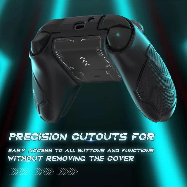 Alt view image 5 of 7 - playvital Stellar Mecha Silicone Cover Skin for Xbox Series X/S Controller, Anti-slip Grip Protector with Thumb Grips & Sticker for Xbox Core Wireless Controller - Black & Gunmetal Gray