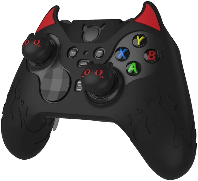 Main image of PlayVital Cute Demon Silicone Case Cover for Xbox Elite Wireless Controller Series 2, Kawaii Anti-Slip Shockproof Controller Skin Grip for Xbox Elite Series 2 Core with Thumb Grip Caps - Black