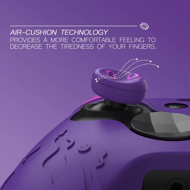 Alt view image 3 of 7 - playvital Cute Demon Silicone Case Cover for Xbox Elite Wireless Controller Series 2, Kawaii Anti-Slip Shockproof Controller Skin Grip for Xbox Elite Series 2 Core with Thumb Grip Caps - Purple