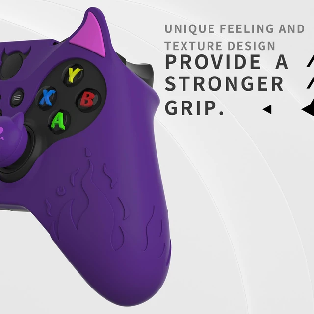 Alt view image 4 of 7 - playvital Cute Demon Silicone Case Cover for Xbox Elite Wireless Controller Series 2, Kawaii Anti-Slip Shockproof Controller Skin Grip for Xbox Elite Series 2 Core with Thumb Grip Caps - Purple