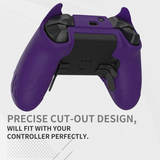 Alt view image 5 of 7 - playvital Cute Demon Silicone Case Cover for Xbox Elite Wireless Controller Series 2, Kawaii Anti-Slip Shockproof Controller Skin Grip for Xbox Elite Series 2 Core with Thumb Grip Caps - Purple
