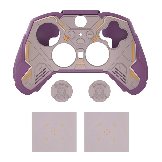 Alt view image 7 of 7 - PlayVital Stellar Mecha Silicone Cover Skin for Xbox Elite Series 2 & Elite Series 2 Core, Non-Slip Grip Protector for Xbox Elite 2 with Thumb Grips & Stickers, Rosy Brown & Purple