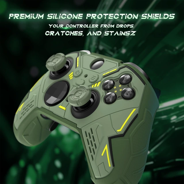 Alt view image 3 of 7 - PlayVital Stellar Mecha Silicone Cover Skin for Xbox Elite Series 2 & Elite Series 2 Core, Non-Slip Grip Protector for Xbox Elite 2 with Thumb Grips & Stickers, Army Green & Racing Green