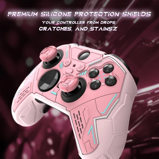 Alt view image 3 of 7 - PlayVital Stellar Mecha Silicone Cover Skin for Xbox Elite Series 2 & Elite Series 2 Core, Non-Slip Grip Protector for Xbox Elite 2 with Thumb Grips & Stickers, Peach Pink & Blossom Pink