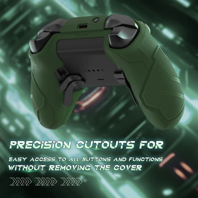 Alt view image 5 of 7 - PlayVital Stellar Mecha Silicone Cover Skin for Xbox Elite Series 2 & Elite Series 2 Core, Non-Slip Grip Protector for Xbox Elite 2 with Thumb Grips & Stickers, Army Green & Racing Green