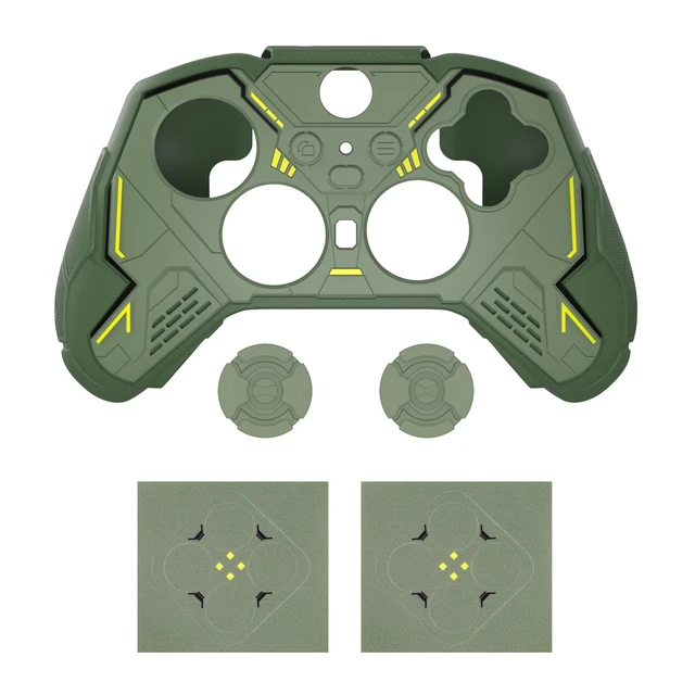 Alt view image 7 of 7 - PlayVital Stellar Mecha Silicone Cover Skin for Xbox Elite Series 2 & Elite Series 2 Core, Non-Slip Grip Protector for Xbox Elite 2 with Thumb Grips & Stickers, Army Green & Racing Green