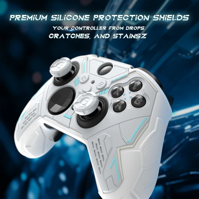 Alt view image 3 of 7 - PlayVital Stellar Mecha Silicone Cover Skin for Xbox Elite Series 2 & Elite Series 2 Core, Non-Slip Grip Protector for Xbox Elite 2 with Thumb Grips & Stickers, Warm White & Snow White
