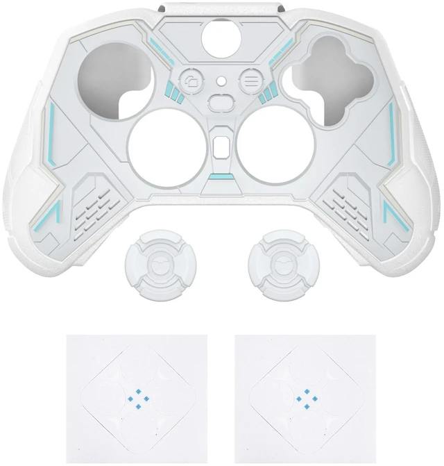Alt view image 7 of 7 - PlayVital Stellar Mecha Silicone Cover Skin for Xbox Elite Series 2 & Elite Series 2 Core, Non-Slip Grip Protector for Xbox Elite 2 with Thumb Grips & Stickers, Warm White & Snow White