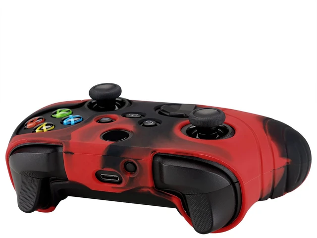 Alt view image 7 of 7 - PlayVital Samurai Edition Anti-Slip Controller Grip Silicone Skin for Xbox Core Controller, Ergonomic Protective Case Cover for Xbox Series S/X w/Thumb Grips - Red & Black