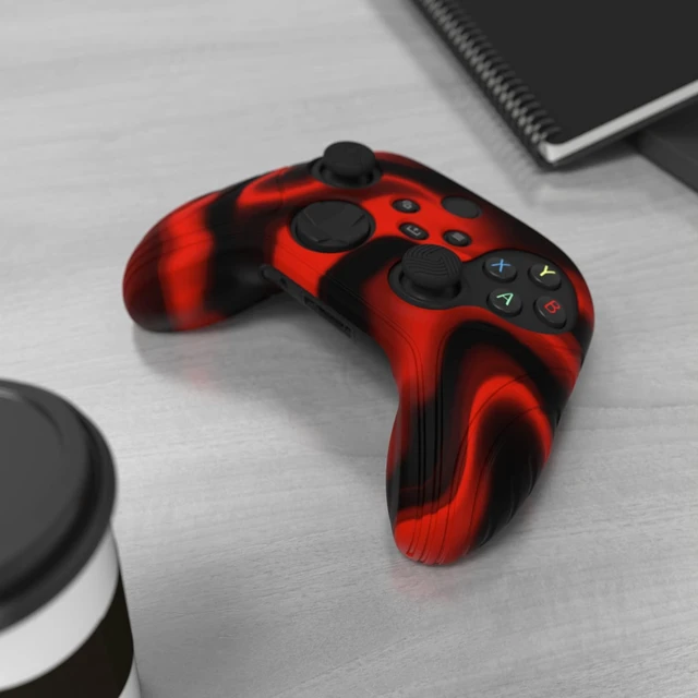 Alt view image 5 of 7 - PlayVital Samurai Edition Anti-Slip Controller Grip Silicone Skin for Xbox Core Controller, Ergonomic Protective Case Cover for Xbox Series S/X w/Thumb Grips - Red & Black