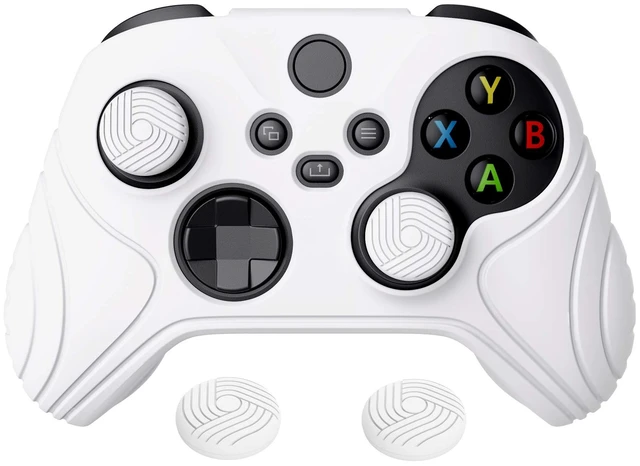 Main image of PlayVital Samurai Edition White Anti-slip Controller Grip Silicone Skin for Xbox Core Wireless Controller, Ergonomic Protective Case Cover for Xbox Series S/X Controller w/Thumb Grips