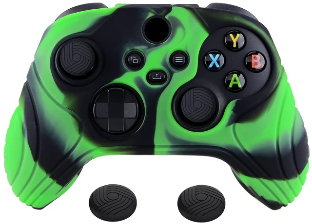 Main image of PlayVital Samurai Edition Anti-Slip Controller Grip Silicone Skin for Xbox Core Controller, Ergonomic Protective Case Cover for Xbox Series S/X w/Thumb Grips - Green & Black