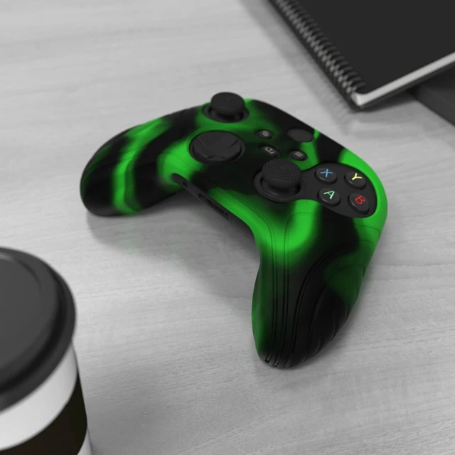 Alt view image 5 of 7 - PlayVital Samurai Edition Anti-Slip Controller Grip Silicone Skin for Xbox Core Controller, Ergonomic Protective Case Cover for Xbox Series S/X w/Thumb Grips - Green & Black