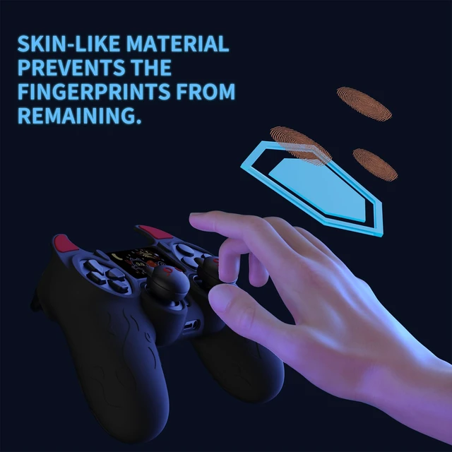 Alt view image 4 of 7 - PlayVital Cute Demon Controller Skin for ps4 with Thumb Grips & Stickers, Kawaii Anti-Slip Silicone Controller Cover Grip Protector for ps4 Slim/Pro Controller - Black