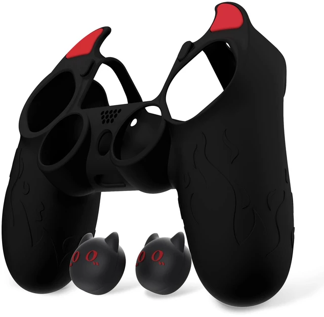 Alt view image 7 of 7 - PlayVital Cute Demon Controller Skin for ps4 with Thumb Grips & Stickers, Kawaii Anti-Slip Silicone Controller Cover Grip Protector for ps4 Slim/Pro Controller - Black