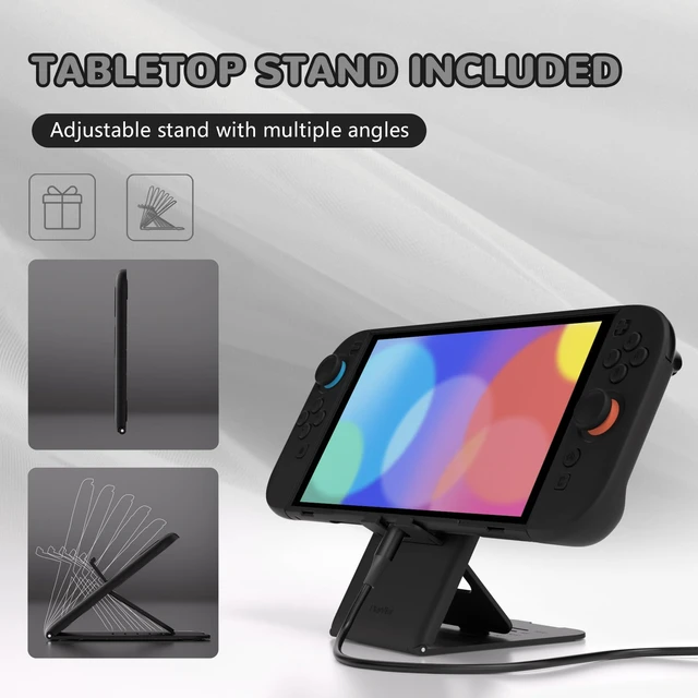 Alt view image 6 of 7 - PlayVital Protective Case for Nintendo Switch 2 with Extra Stand & Thumb Grip Caps | Split Design, Dockable Hard Shell Cover for Nintendo Switch 2 | Solid Color Series, Black