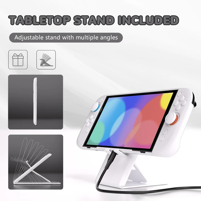 Alt view image 6 of 7 - PlayVital Hard Case for Nintendo Switch 2 with Extra Stand & Thumb Grip Caps | Split Design, Dockable Protective Full-Body Shell Cover for Nintendo Switch 2 | Solid Color Series, White