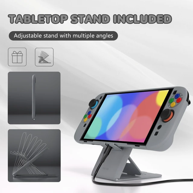 Alt view image 6 of 7 - PlayVital Protective Case for Nintendo Switch 2 with Extra Stand | Ultra-Slim Dockable Hard Shell, Split Joycon Cover, Button Caps & Thumb Grips | Pattern Series, SFC SNES Classic EU Style