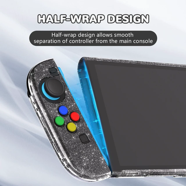 Alt view image 2 of 7 - PlayVital Protective Case for Nintendo Switch 2 with Stand | Ultra-Slim Dockable Hard Shell, Split Joycon Cover, Button Caps & Thumb Grips | Clear Series, Clear Glitter Silver