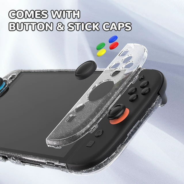 Alt view image 4 of 7 - PlayVital Protective Case for Nintendo Switch 2 with Stand | Ultra-Slim Dockable Hard Shell, Split Joycon Cover, Button Caps & Thumb Grips | Clear Series, Clear Glitter Silver